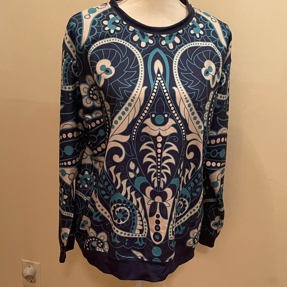 Navy Blue Patterned Sweatshirt - Picture 1 of 7